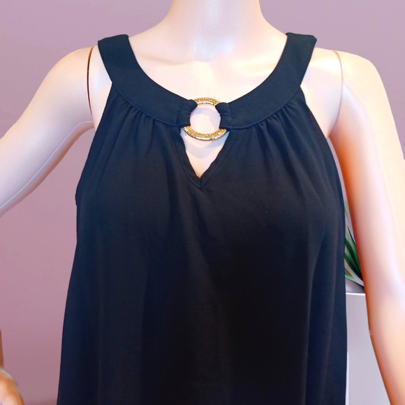IZ Byer Women's Black O Ring Halter Neck Blouse - Picture 3 of 16